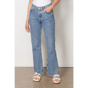 NWOT AGOLDE Relaxed Boot Jean - Midwash Frayed Hem Classic Denim Mom Jean 90s